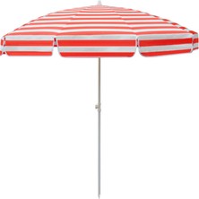 Ods Plaj Şemsiyesi Kırmızı-Beyaz+Şemsiye Kazığı Taşıma Çantası Hediyeli
