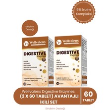 Wellvalens Digestive Enzymes ikili Paket 60 Tablet | 5’li Enzim Kompleksi, Sindirim Desteği