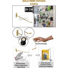 Manken İstanbul 55 Adet 25 cm Delüx Koruma Kauçuklu Gold Duvara Monte Raf Kancası Suntaya Monte Kanca