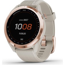 Garmin Yaklaşım S42, Gps Golf, 1.2 ile Hafif" Touchscreen, 42K + Yüklü Dersler, Rose Gold Seramik Bezel ve Tan Silikon Grubu