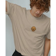 Muhtar Store Goldendoodle Köpek Baskılı Unisex Oversize Tişört – Minimal Sevimli Poodle Mix Tasarım
