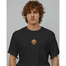 Muhtar Store Goldendoodle Köpek Baskılı Unisex Oversize Tişört – Minimal Sevimli Poodle Mix Tasarım