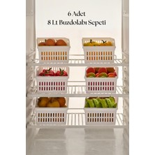 6 Lı Geniş Buzdolabı Organizeri Düzenleyici Çok Amaçlı Dolap Düzenleyici Beyaz 20X30X14 cm