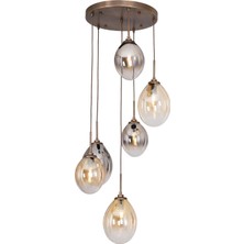 Avonni AV-1959-6ET Eskitme Kaplama Modern Avize E14 Metal Cam H: 100 cm, Ø: 40 cm