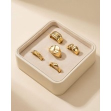 Uretti - Nerman 4053 9556 Gold 5'li Modern Yüzük Seti