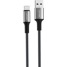 Lenyes LC566 Usb-A To Type-C Örgü Tasarımlı Hızlı Şarj Özellikli Data ve Şarj Kablosu 12W 2m Siyah