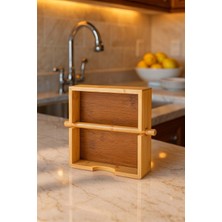 Bambuland Ahşap Bambu Peçetelik - 18X18 cm Doğal Masa Aksesuarı