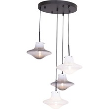 Avonni AV-1953-4T-BSY Siyah Boya Modern Avize E14 Metal Cam H: 100 cm, Ø: 40 cm
