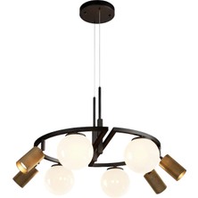 Avonni AV-1950-8BSY Eskitme/siyah Boya/kaplama Modern Avize E27 Metal Cam H: 100 Cm, Ø: 66 cm