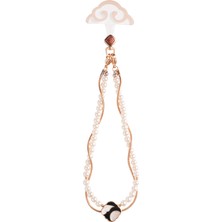 Udemos Ideal Pearl Serisi Inci Taşlı Telefon Bilek Askı Ipi Beyaz-Rose Gold