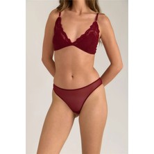 Lovely Things Bordo Slip Külot - Dantelli ve Örme Kumaş, Tekli Paket İçeriği ile Rahat Tasarım