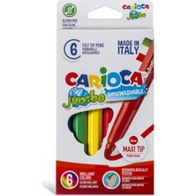 Carioca Jumbo Süper Yıkanabilir Keçeli Boya Kalemi 6'lı Set Çocuklar İçin Güvenli Renkler