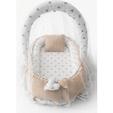 Jaju Baby Waffle Pike Gümüş Mickey Tasarım Oyuncak Aparat ve Cibinlik Tüllü Babynest Set