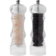 Akrilik Tuz Karabiber Değirmeni Öğütücü - Baharat Öğütücüsü, 14 cm 2 Adet, Akrilik Değirmen 14 cm