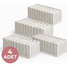 Kraftella 4' Lü Akordiyon Çekmece Içi Düzenleyici L - Gri Beyaz Çizgili Organizer