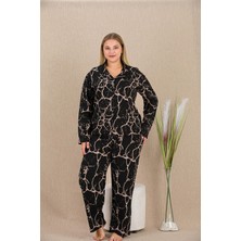 REN Kadın Büyük Beden Düğmeli Pijama Takım, Belmando Dokuma Viskon Kumaş