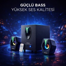 Torima D38 Siyah Wireless Hoparlör 2in1 Subwoofer Rgb Işıklı Bilgisayar Hoparlörü Speaker