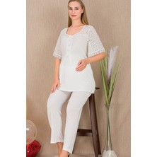 REN Kadın 2'li Kısa Kol Hamile Lohusa Pijama Takım, Emzirme Düğmeli