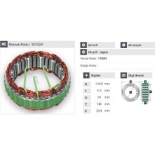 24V ALTERNATÖR STATÖR MITSUBISHI TİPİ 60 A (3 UÇLU) HYUNDAI HD 77 KAMYON