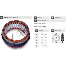24V ALTERNATÖR STATÖR BOSCH TİPİ 100 A (6 UÇLU-TIRNAKLI) (ALÇAK SARGI)