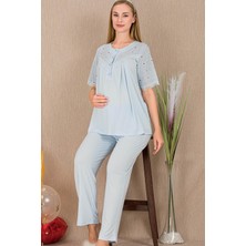 REN Kadın 2'li Kısa Kol Hamile Lohusa Pijama Takım, Emzirme Düğmeli