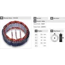 24V ALTERNATÖR STATÖR VALEO TİPİ 60 A (3 UÇLU) VOLVO