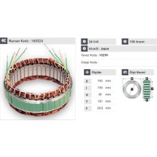 24V ALTERNATÖR STATÖR MITSUBISHI 150 A SAFIR OTOBÜS 98