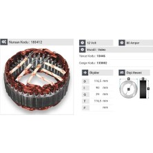 12V ALTERNATÖR STATÖR VALEO TİPİ 80 A (6 UÇLU)