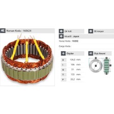24V ALTERNATÖR STATÖR HITACHI TİPİ 55 A (3 UÇLU) HYUNDAI HD 75 KAMYON