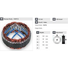 12V ALTERNATÖR STATÖR VALEO TİPİ 120 A (6 UÇLU) (KLİMALI)