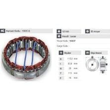 12V Alternatör Statör Lucas Tipi 55 A (3 Uçlu) (A-115)