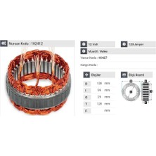 12V ALTERNATÖR STATÖR VALEO TİPİ 120 A (3 UÇLU)