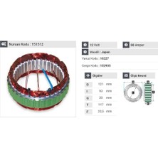 12V ALTERNATÖR STATÖR HITACHI TİPİ 80 A (4 UÇLU) NISSAN