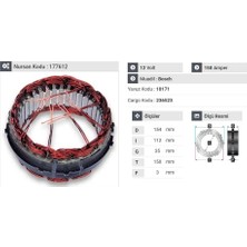12V ALTERNATÖR STATÖR BOSCH TİPİ 150 A (6 UÇLU-TIRNAKLI)