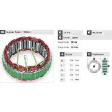 12V ALTERNATÖR STATÖR HITACHI TİPİ 50 A (3 UÇLU) KIA BESTA/CERES/SEPHIA-MITSUBISHI PAJERO