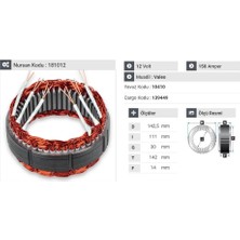 12V ALTERNATÖR STATÖR VALEO TİPİ 150 A (6 UÇLU)