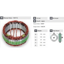 12V ALTERNATÖR STATÖR 80 A (4 UÇLU) (KLİMALI) RENAULT KANGOO