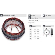 24V ALTERNATÖR STATÖR BOSCH TİPİ 112 A (6 UÇLU-TIRNAKLI) OTOBÜS