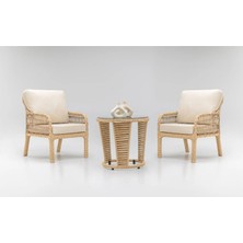 Gardemo Ege Bahçe Mobilyası 1+1+Orta Sehpa Rattan Bahçe Takımı Teras Bahçe Balkon Mobilyası