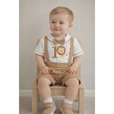 Udoras Tesktil 1 Yaş Aslan Baskılı Şort Salopet Takım