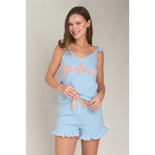 Lovely Things Amber Örme Atlet Şort Set Pijama Takımı - Açık Mavi