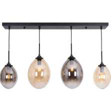 Avonni AV-1959-4Y-BSY Siyah Boya Modern Avize E14 Metal Cam H: 80 Cm, Wxd: 18X80 cm