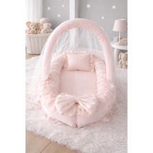 Jaju Baby Somon Cibinlik ve Oyuncak Askılı Lüx Tasarım Fırfırlı Babynest