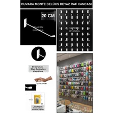 Manken İstanbul 95 Adet 20 cm Delüx Koruma Kauçuklu Beyaz Duvara Monte Raf Kancası Suntaya Monte Kanca