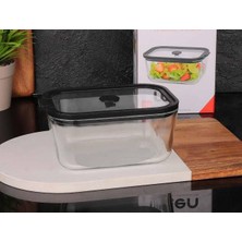 Ogeda Home Mien Vakumlu Cam Saklama Kabı Siyah Kapak 1380 Ml- Silikon Contalı Sızdırmaz Cam Saklama Kabı 1380ML