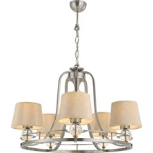 Avonni AV-1597-5NS Nikel Kaplama Modern Avize E27 Metal Cam H: 85 Cm, Ø: 62 cm