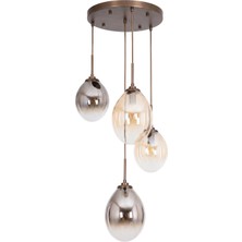 Avonni AV-1959-4ET Eskitme Kaplama Modern Avize E14 Metal Cam H: 100 Cm, Ø: 35 cm