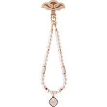 Udemos Ideal Pearl Serisi Inci Taşlı Telefon Bilek Askı Ipi Beyaz