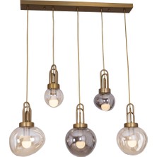 Avonni AV-1927-5EY Eskitme Kaplama Modern Avize E27 Metal Cam H: 120 Cm, Wxd: 22X80 cm