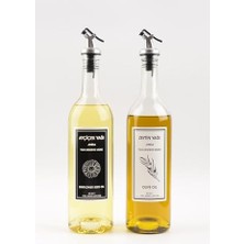 2'li 750 ml Akıtmaz Şeffaf Zeytinyağı Sıvıyağ Şişesi Cam Yağdanlık Akıtıcılı Yağlık 750ML